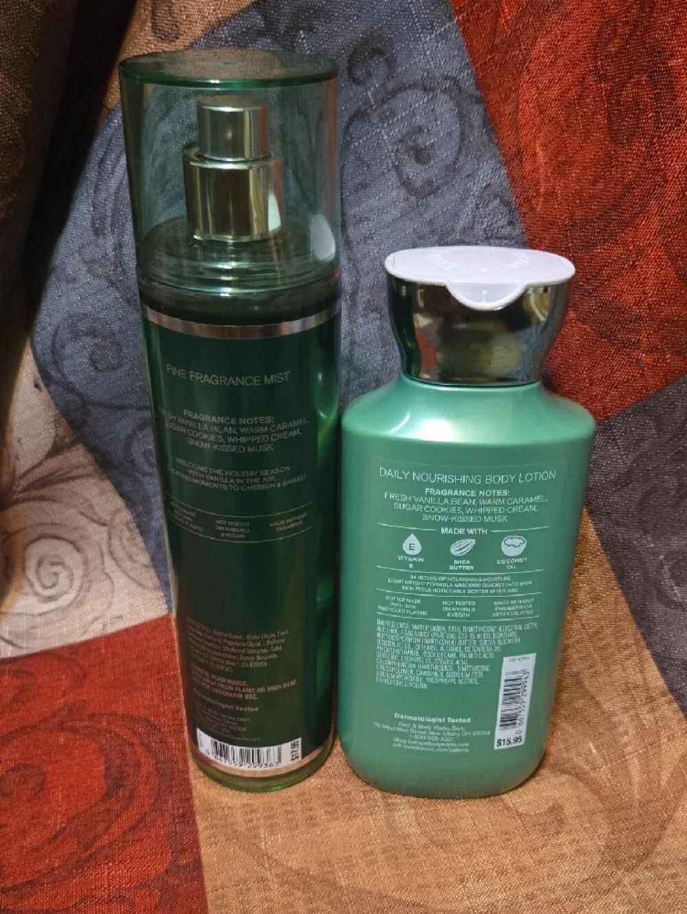 Bath & Body Works Vanilla Bean Noel Green Fragrance Mist & Lotion Set
